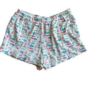 Ro’s Garden Pima Cotton Jersey Fish Novelty Print Leisure Sleep Lounge Shorts-M